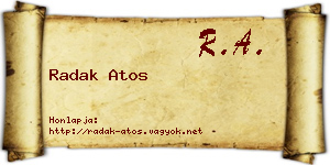 Radak Atos névjegykártya